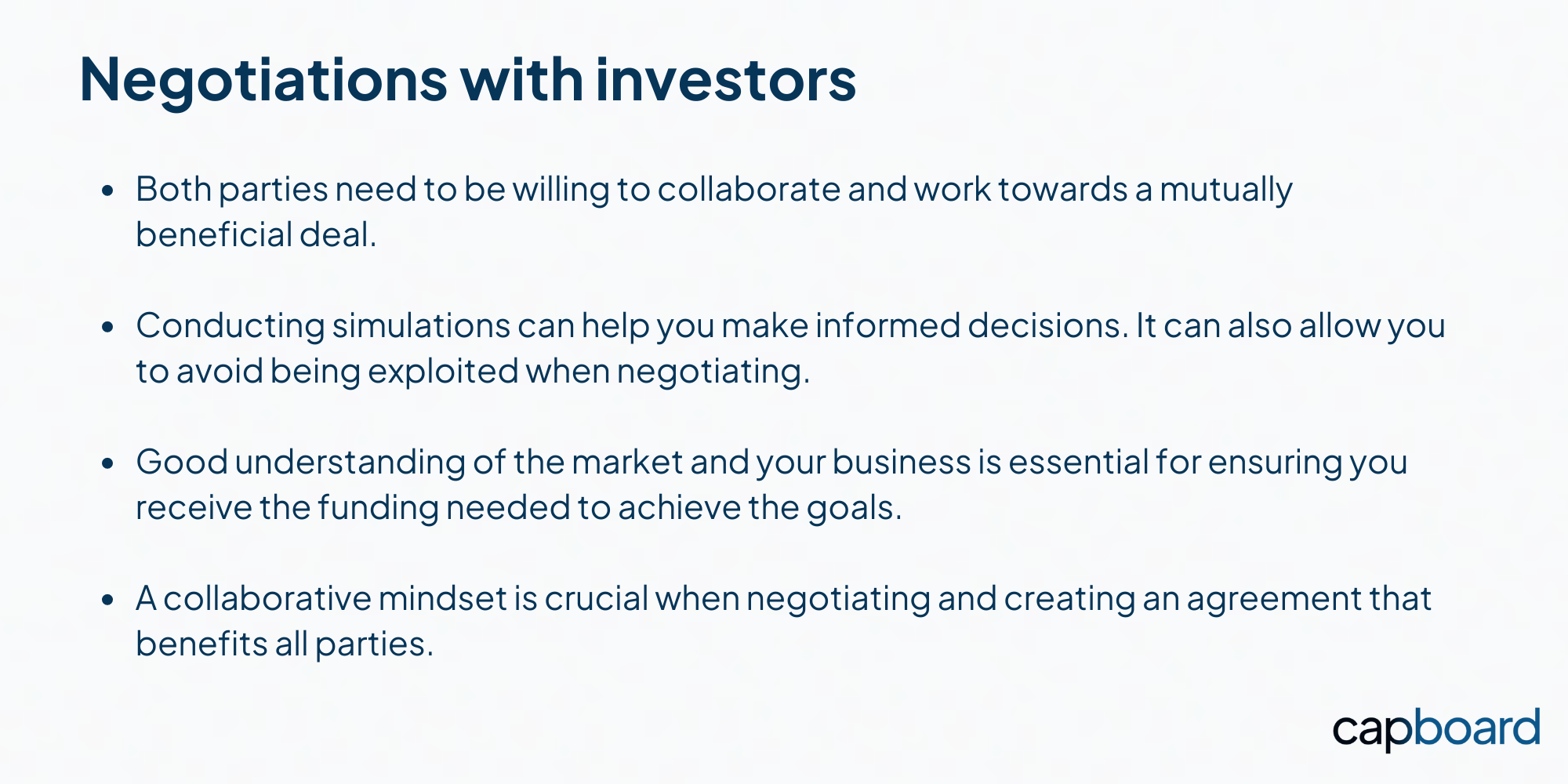 4 tips when negotiating with investors