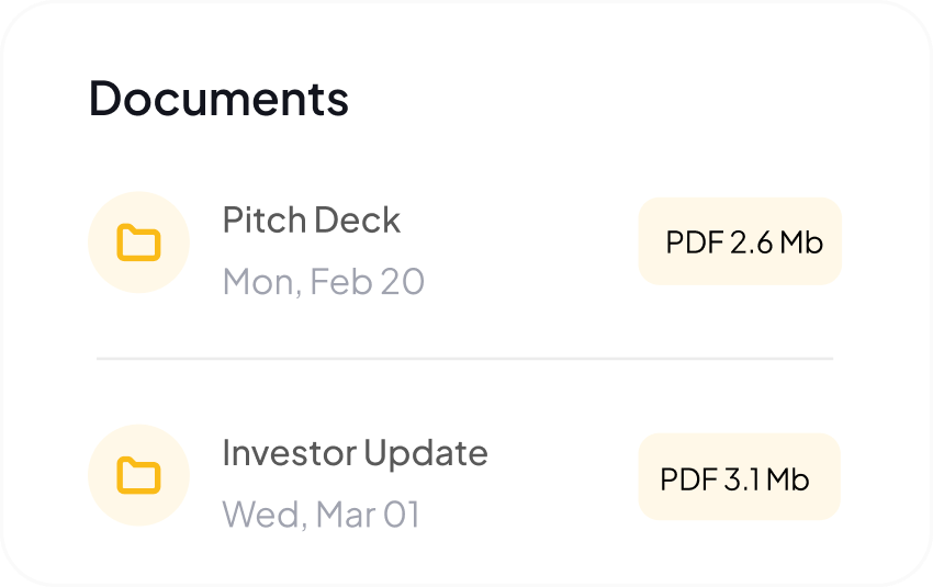 Pitch deck document sharing